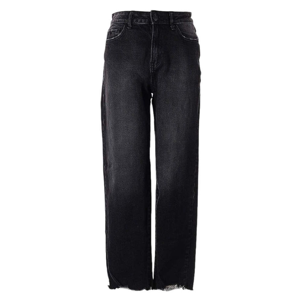 SO Jeans Black High Rise Straight Leg Distressed Raw Hem Grunge Womens 28 Jr 7